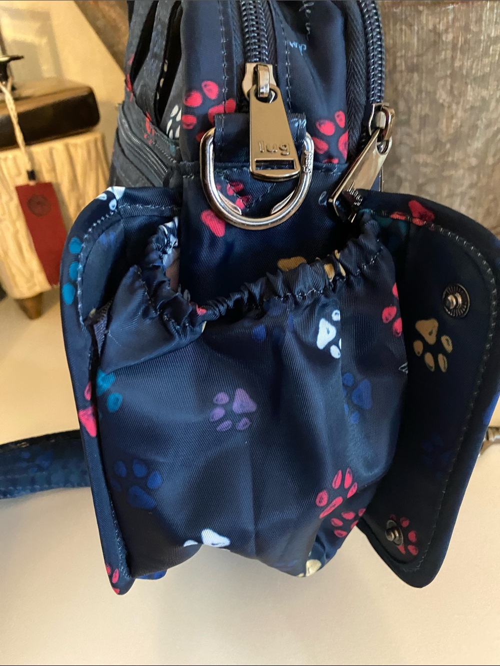 LUG: CAN CAN XL: MULTI COLOR PAWS NAVY With Adjustable Strap - Picture 5 of 14
